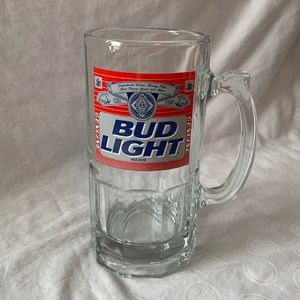 LARGE Glass Bud Light Beer Mug Barware Collectable